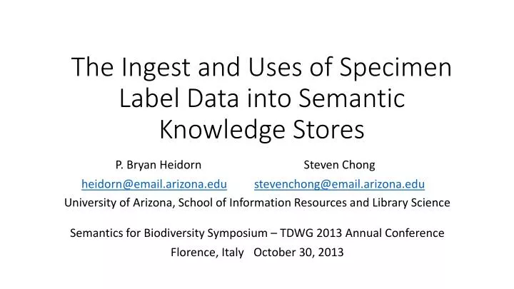 the ingest and uses of specimen label data into semantic knowledge stores