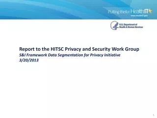 Report to the HITSC Privacy and Security Work Group S&amp;I Framework Data Segmentation for Privacy Initiative 3/20/2