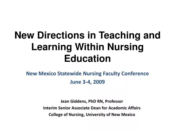 new directions in teaching and learning within nursing education