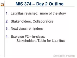 MIS 374 – Day 2 Outline