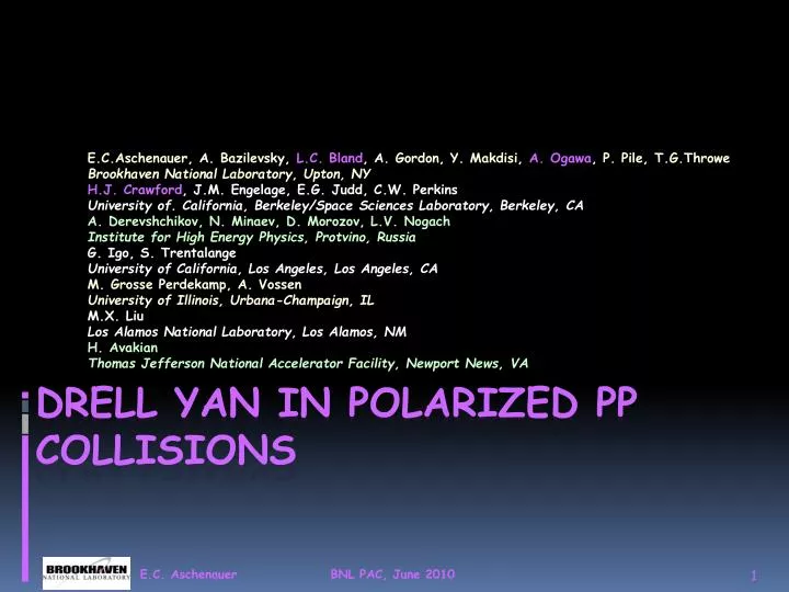 drell yan in polarized pp collisions