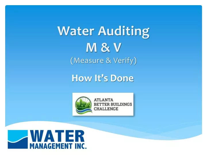 water auditing m v measure verify