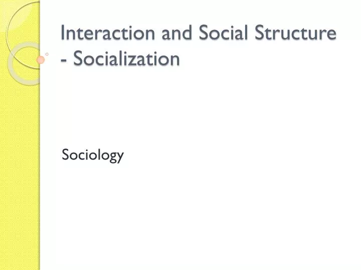 interaction and social structure socialization