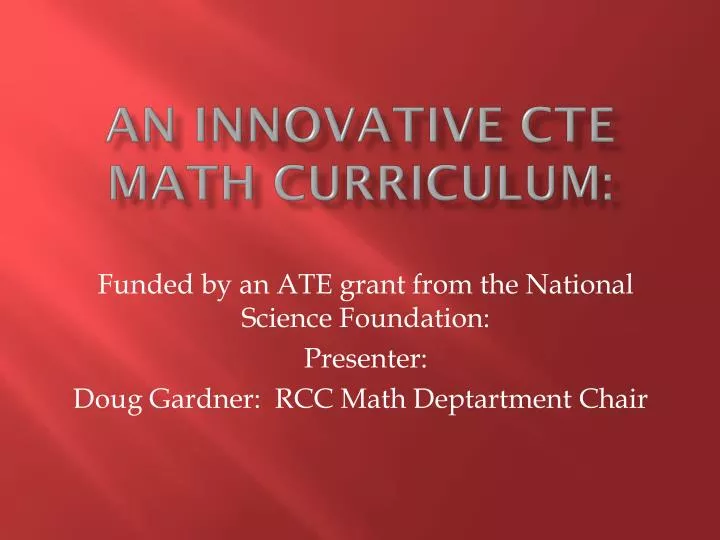 an innovative cte math curriculum