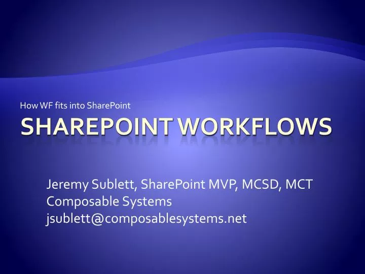 how wf fits into sharepoint