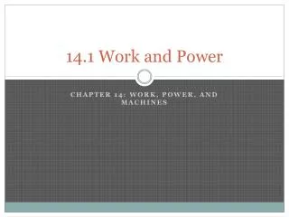 14.1 Work and Power