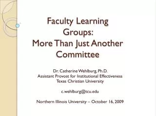Faculty Learning Groups: More Than Just Another Committee