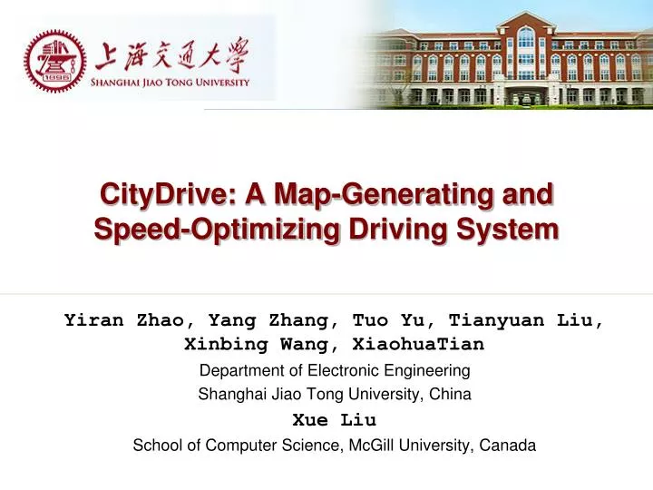 citydrive a map generating and speed optimizing driving system