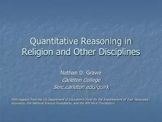 Quantitative Reasoning in Religion and Other Disciplines