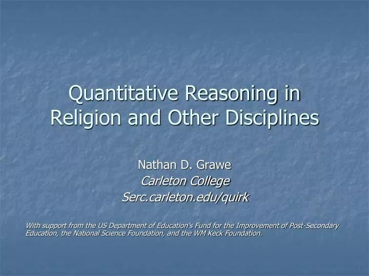 quantitative reasoning in religion and other disciplines