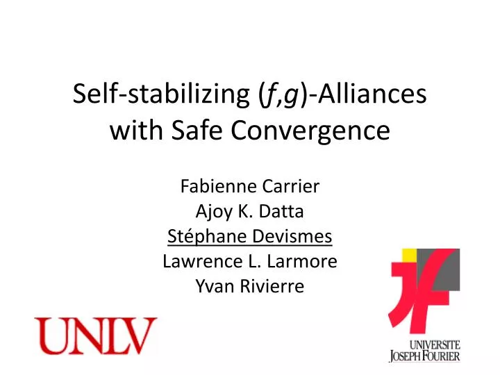 self stabilizing f g alliances with safe convergence