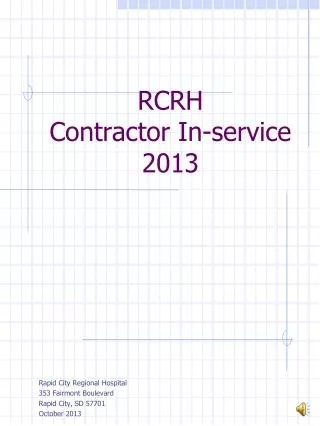 RCRH Contractor In-service 2013