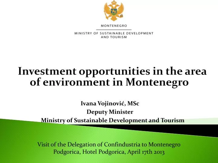 investment opportunities in the area of environment in montenegro