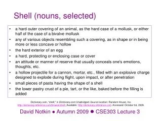 Shell (nouns, selected)