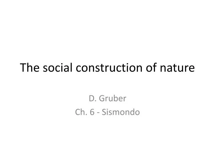 the social construction of nature