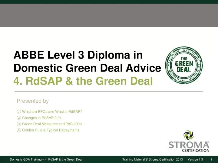 abbe level 3 diploma in domestic green deal advice 4 rdsap the green deal