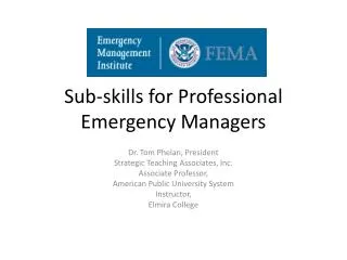 Sub-skills for Professional Emergency Managers