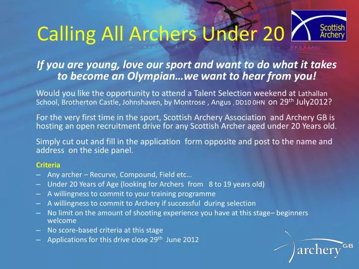calling all archers under 20