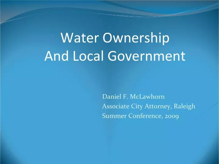 water ownership and local government