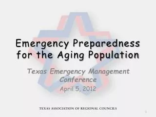 Emergency Preparedness for the Aging Population