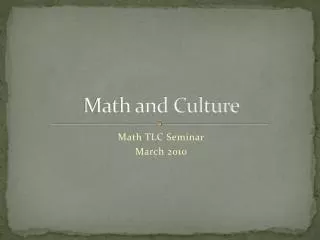 Math and Culture