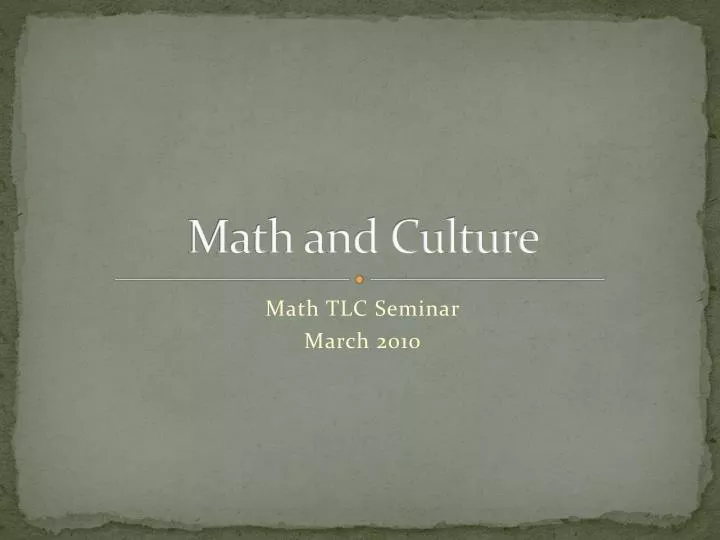 math and culture