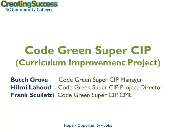 code green super cip curriculum improvement project