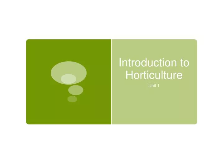 introduction to horticulture