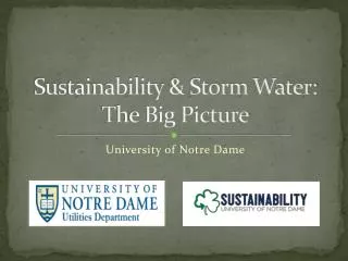 Sustainability &amp; Storm Water: T he Big Picture