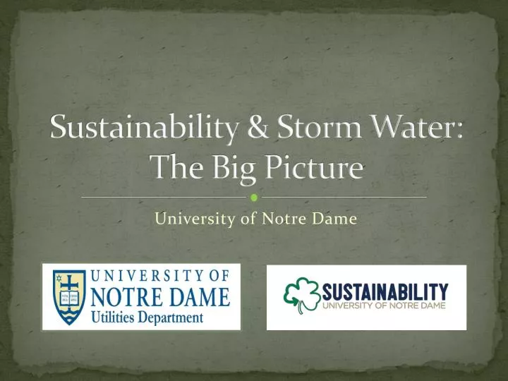 sustainability storm water t he big picture