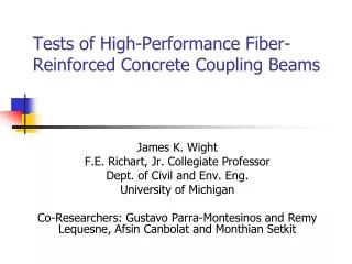 Tests of High-Performance Fiber-Reinforced Concrete Coupling Beams