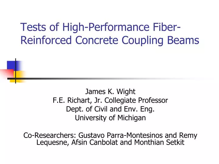 tests of high performance fiber reinforced concrete coupling beams