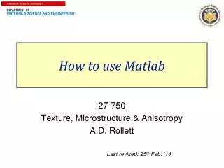How to use Matlab