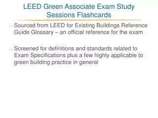 LEED Green Associate Exam Study Sessions Flashcards