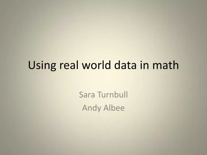 using real world data in math