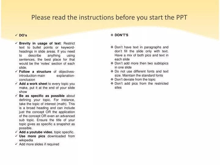 please read the instructions before you start the ppt