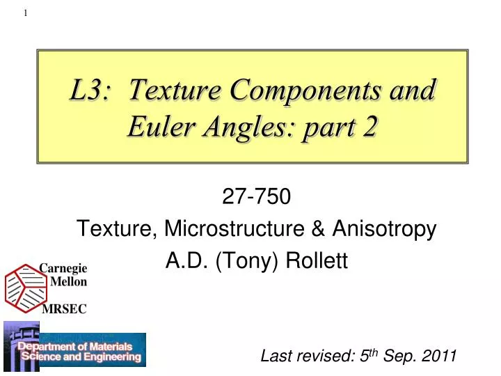l3 texture components and euler angles part 2