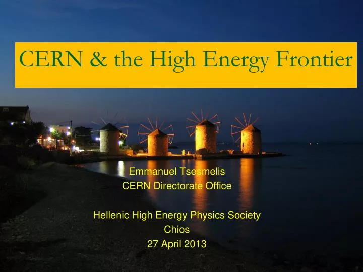 cern the high energy frontier