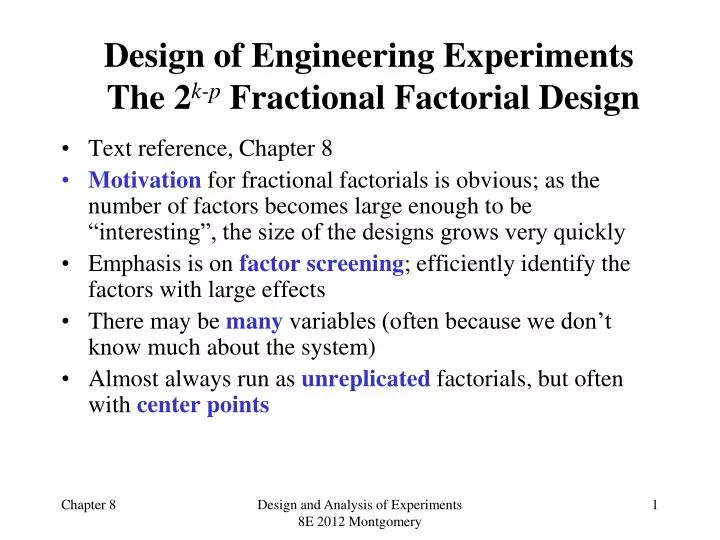 design of engineering experiments the 2 k p fractional factorial design