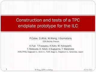 Construction and tests of a TPC endplate prototype for the ILC