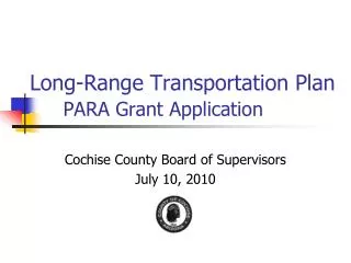 Long-Range Transportation Plan PARA Grant Application