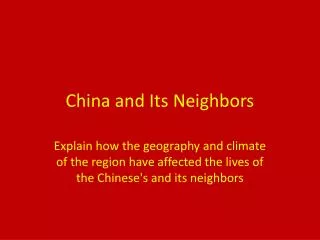 China and Its Neighbors