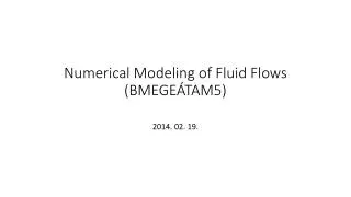 Numerical Modeling of Fluid Flows ( BMEGEÁTAM 5)