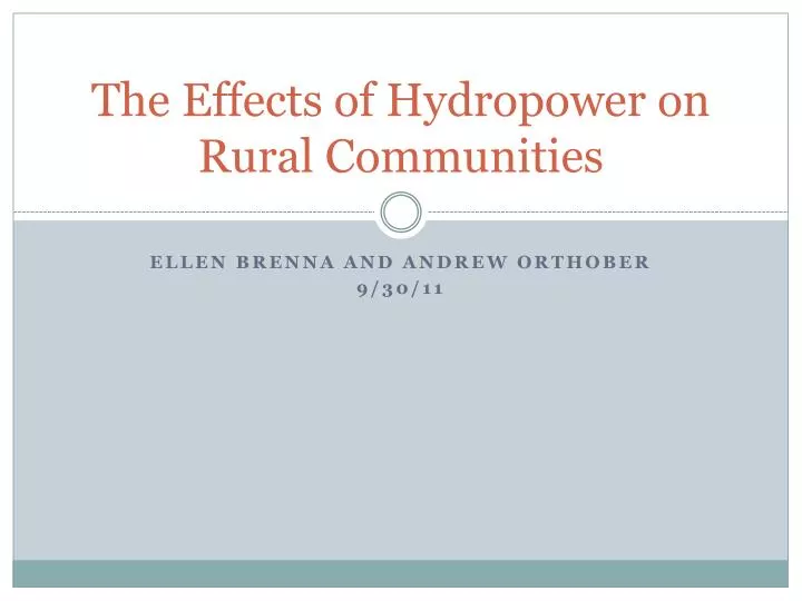 the effects of hydropower on rural commu nities