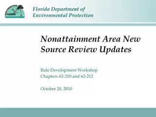 Nonattainment Area New Source Review Updates