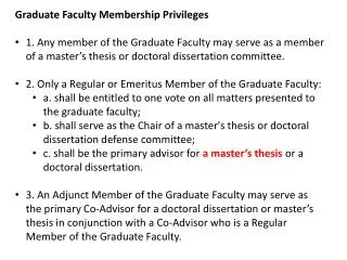 Graduate Faculty Membership Privileges