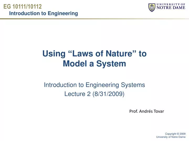 using laws of nature to model a system