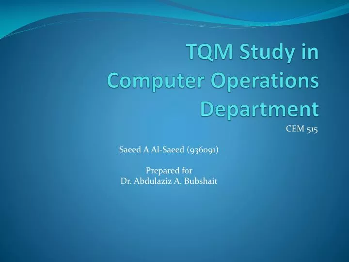 tqm study in computer operations department