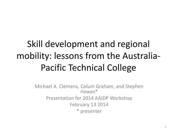 skill development and regional mobility lessons from the australia pacific technical college