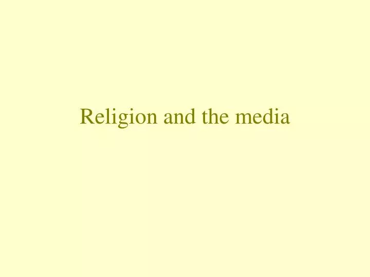 religion and the media